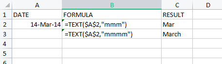 Excel monthly formula